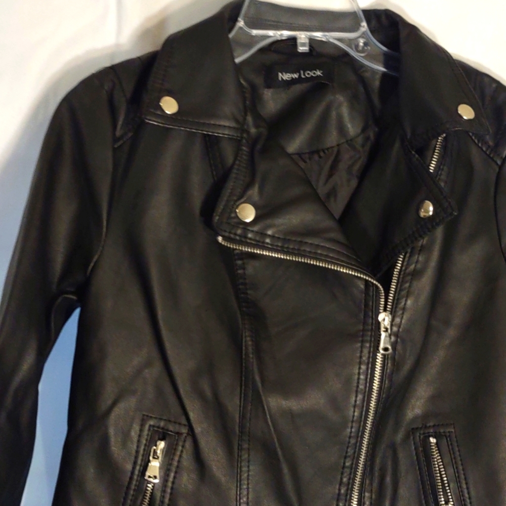 NEW, FAUX LEATHER BOMBER JACKET